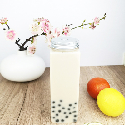 500 ml βάζα χωρίς βερνίκι, επίπεδα τετραγωνικά, διαφανή πλαστικά δοχεία με καπάκια, μπουκάλια χυμού για τσάι, γάλα, χυμό